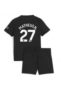 Manchester City Matheus Nunes #27 Jalkapallovaatteet Lasten Vieraspeliasu 2025-26 Lyhythihainen (+ Lyhyet housut)